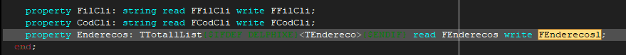Classe lista de TEndereco