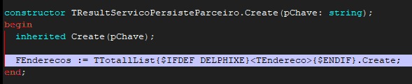 Create da TResultServicoPersisteParceiro