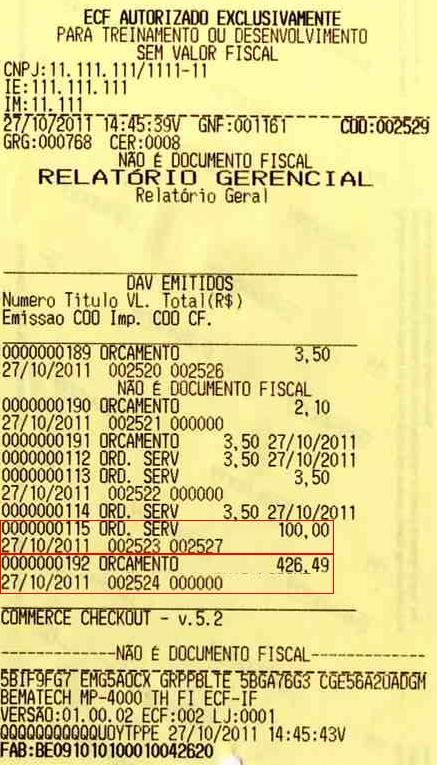 Relatório de DAV Emitidos.