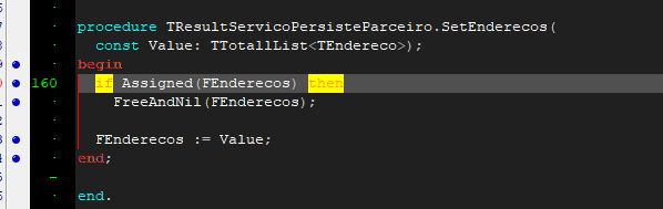 SetEnderecos Liberando a instancia antiga