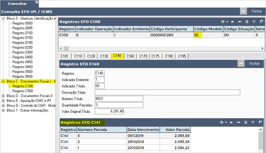 Eme4 Extração De Informações Escrituração Fiscal Digital Ipiicms Gerar Registros C140 3802